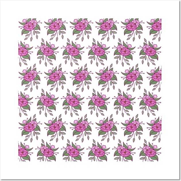 Pink Peonies | Simple Peonies | Floral Pattern Wall Art by HLeslie Design